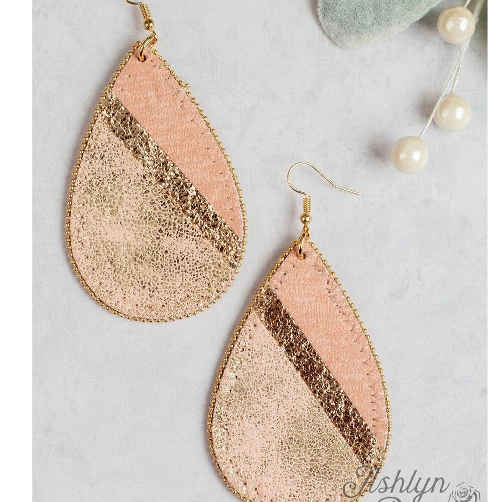 Let's Be Friends Teardrop Lightweight Dangle Earrings Rose Gold Metallic
